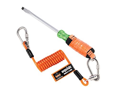 Squids 3130M Coiled Cable Tool Lanyard with Dual Stainless Steel Medium