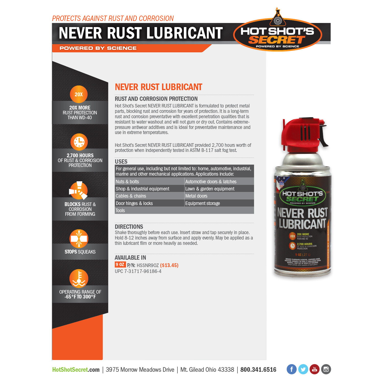 NEVER RUST Lubricant 9 OZ