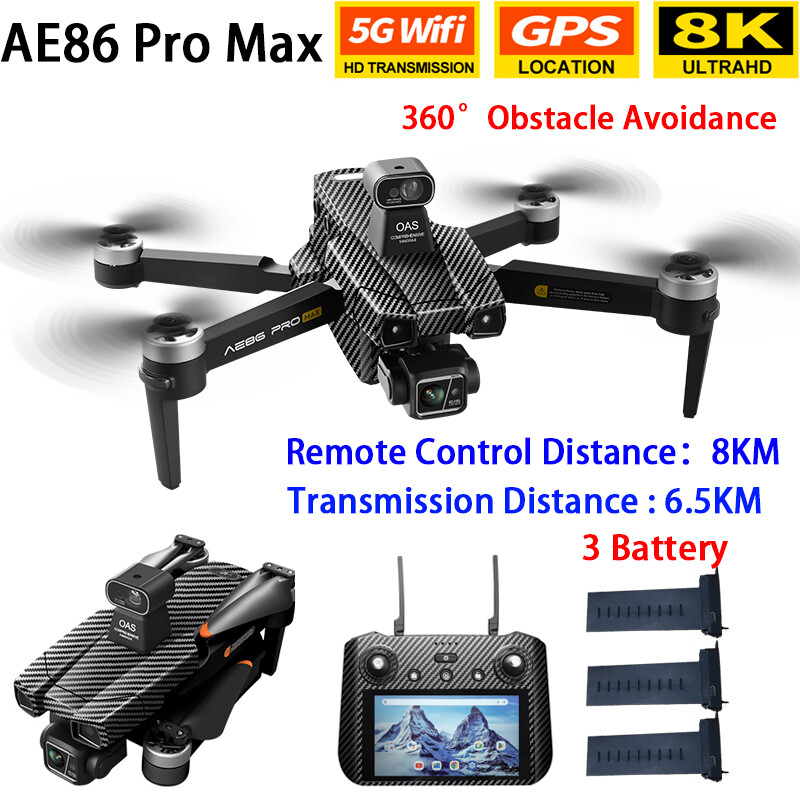 AE86ProMax+ Drone GPS-5G WIFI-8KM-3-axis Gimbal 8K Camera-360°Obstacle Avoidance