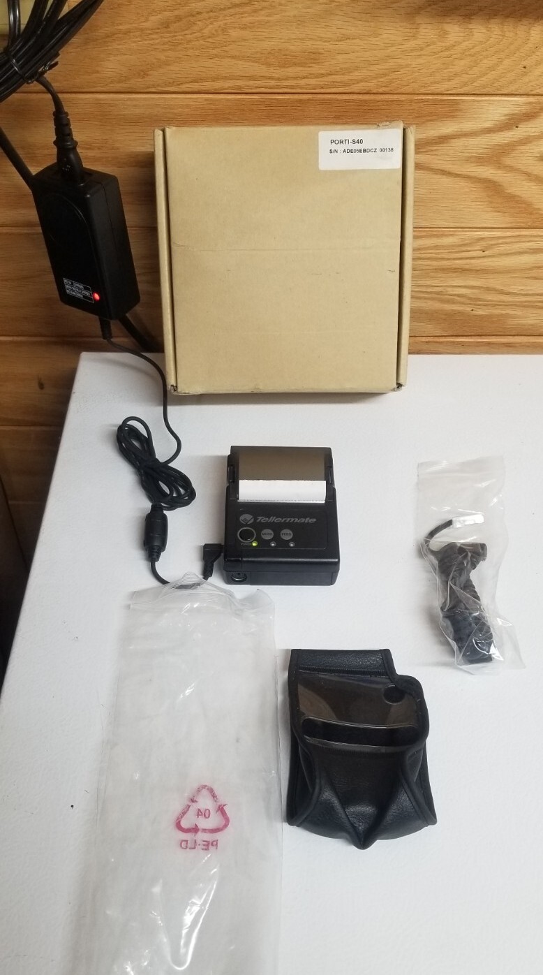 Tellermate Porti-s40 POS Receipt Printer With Cords And Charger Powers Up And...