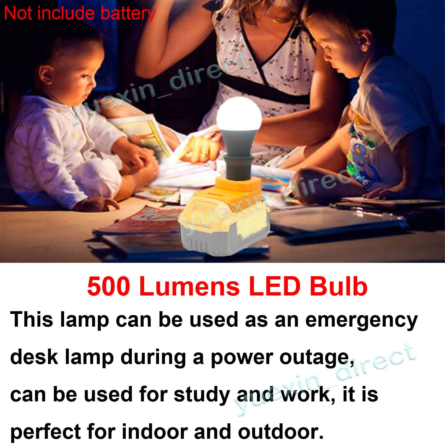 Portable E27 Bulb Lamp LED Work Light For Dewalt 20V MAX Series Lithium Battery
