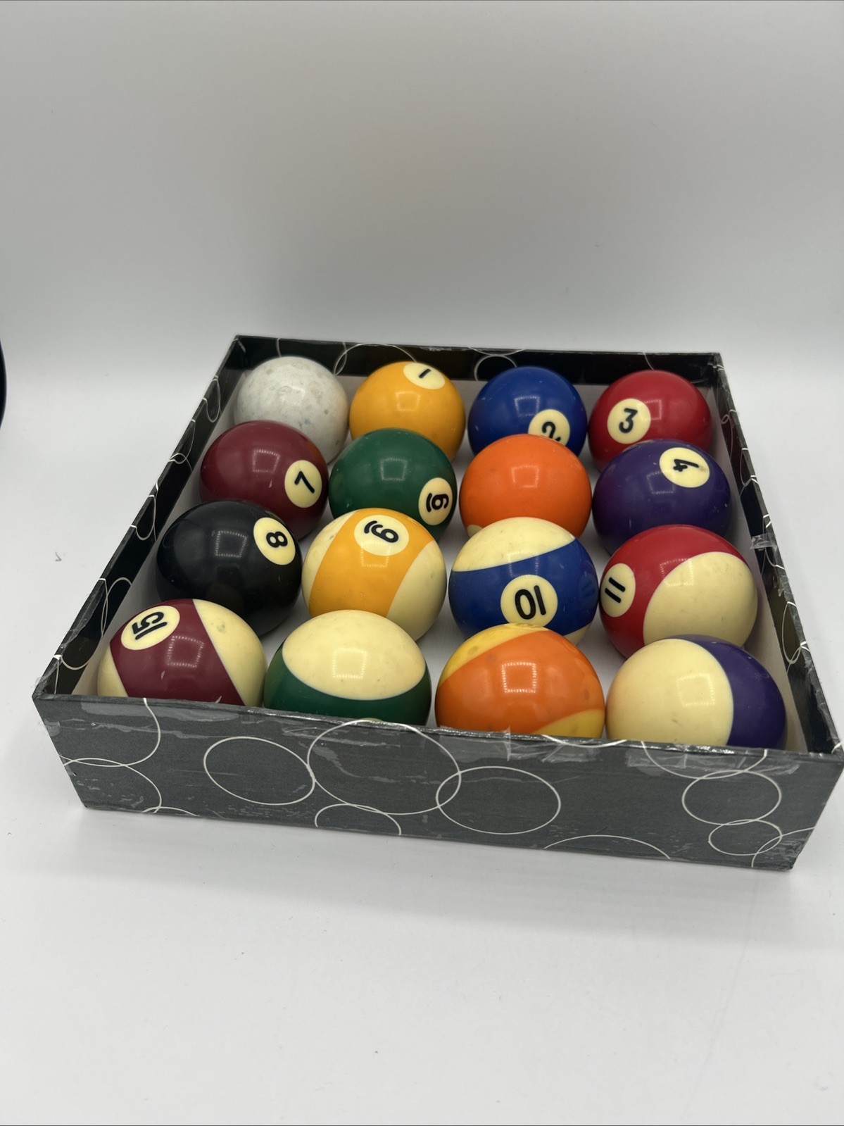 Vintage Billiard / Pool Ball Set  W/ Cue Ball And Original Foam Box Insert