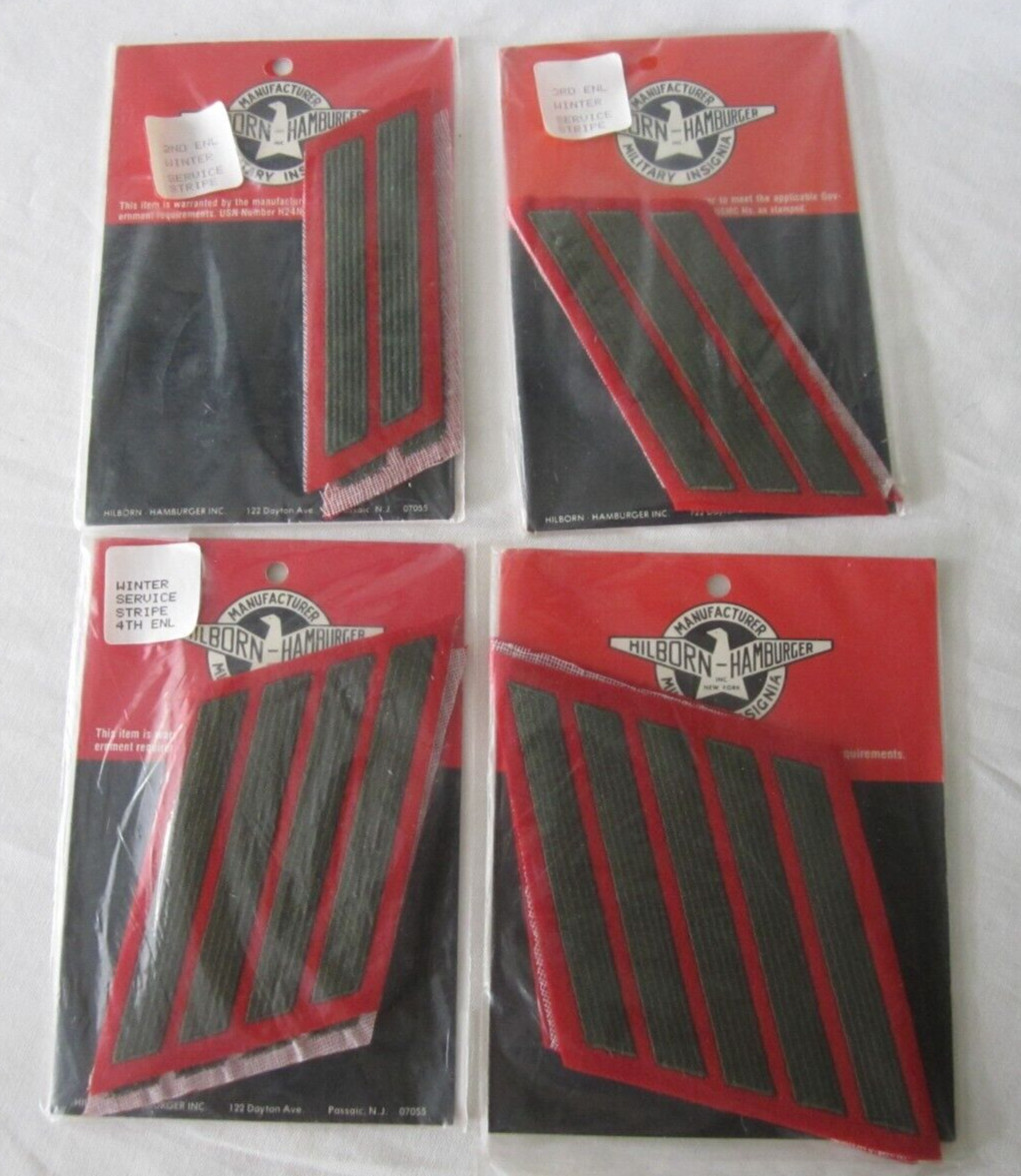 4 Double Packs WW2 USMC Winter Service Stripes Green On Red Wool 2,3,4&5 Stripes