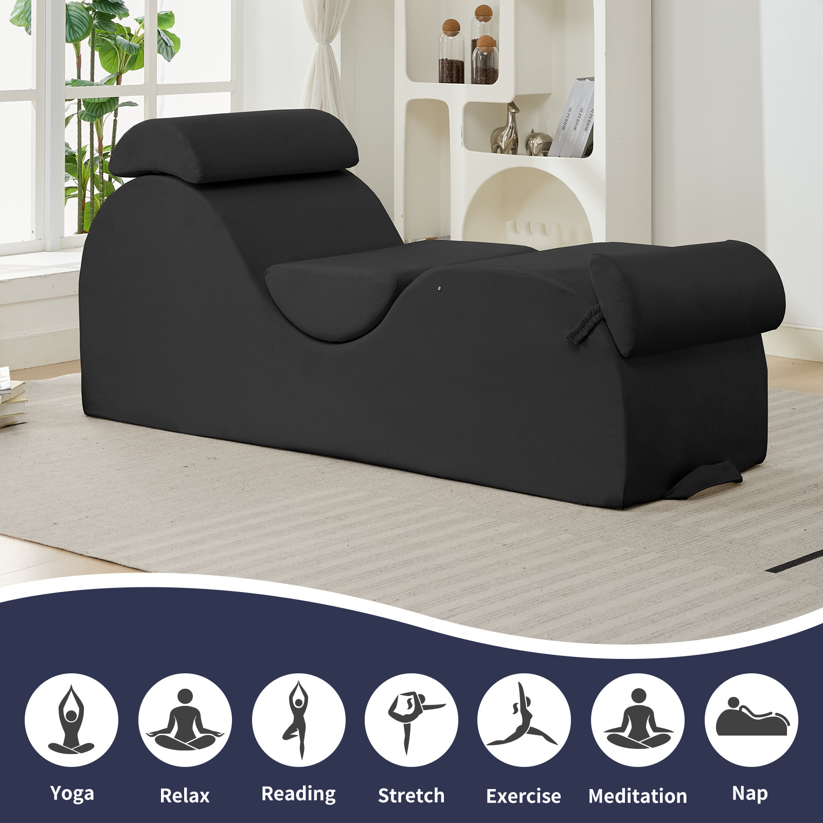Zafly Yoga Chaise Lounge Indoor, Yoga Chaise, Ergonomic Reading Chair for Adults