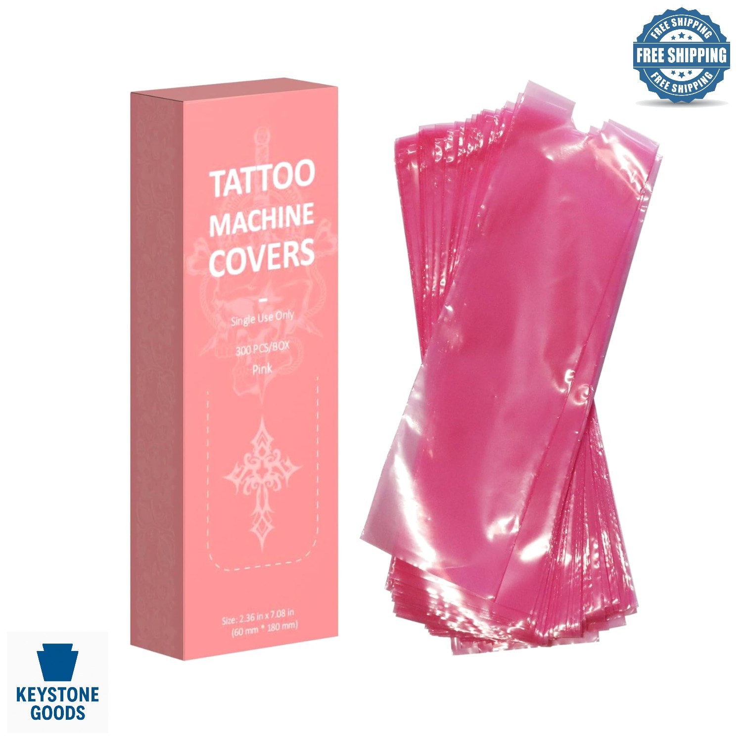 300 Pink Tattoo Machine Covers - Hygienic, Water-Resistant, for Professional Art