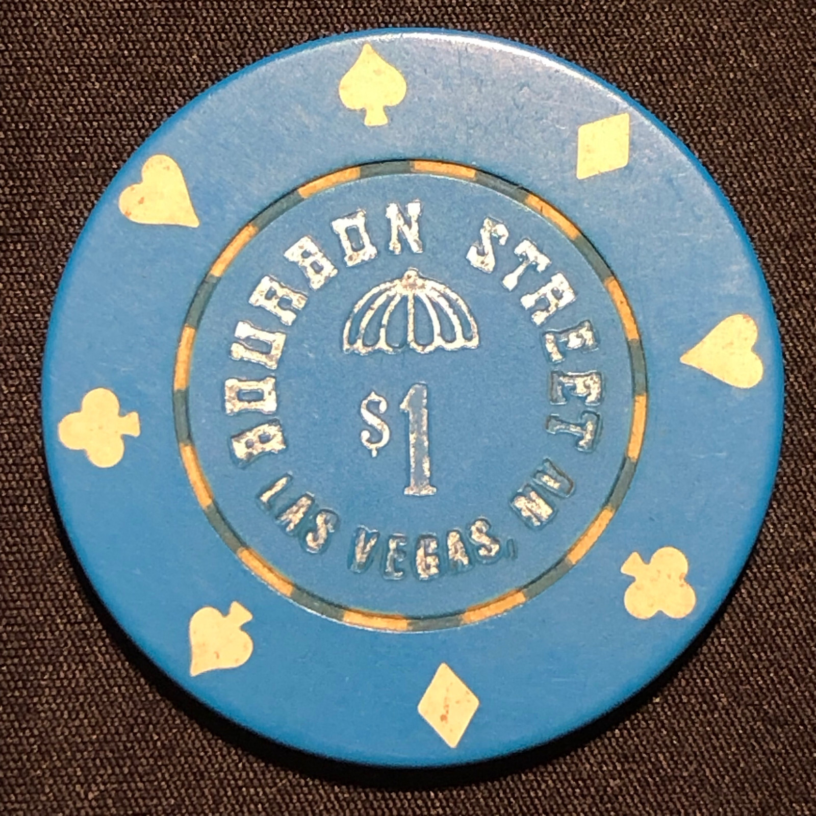 Vintage Bourbon Street Casino, Las Vegas, NV - $1 Chip - Circulated - Low $hip