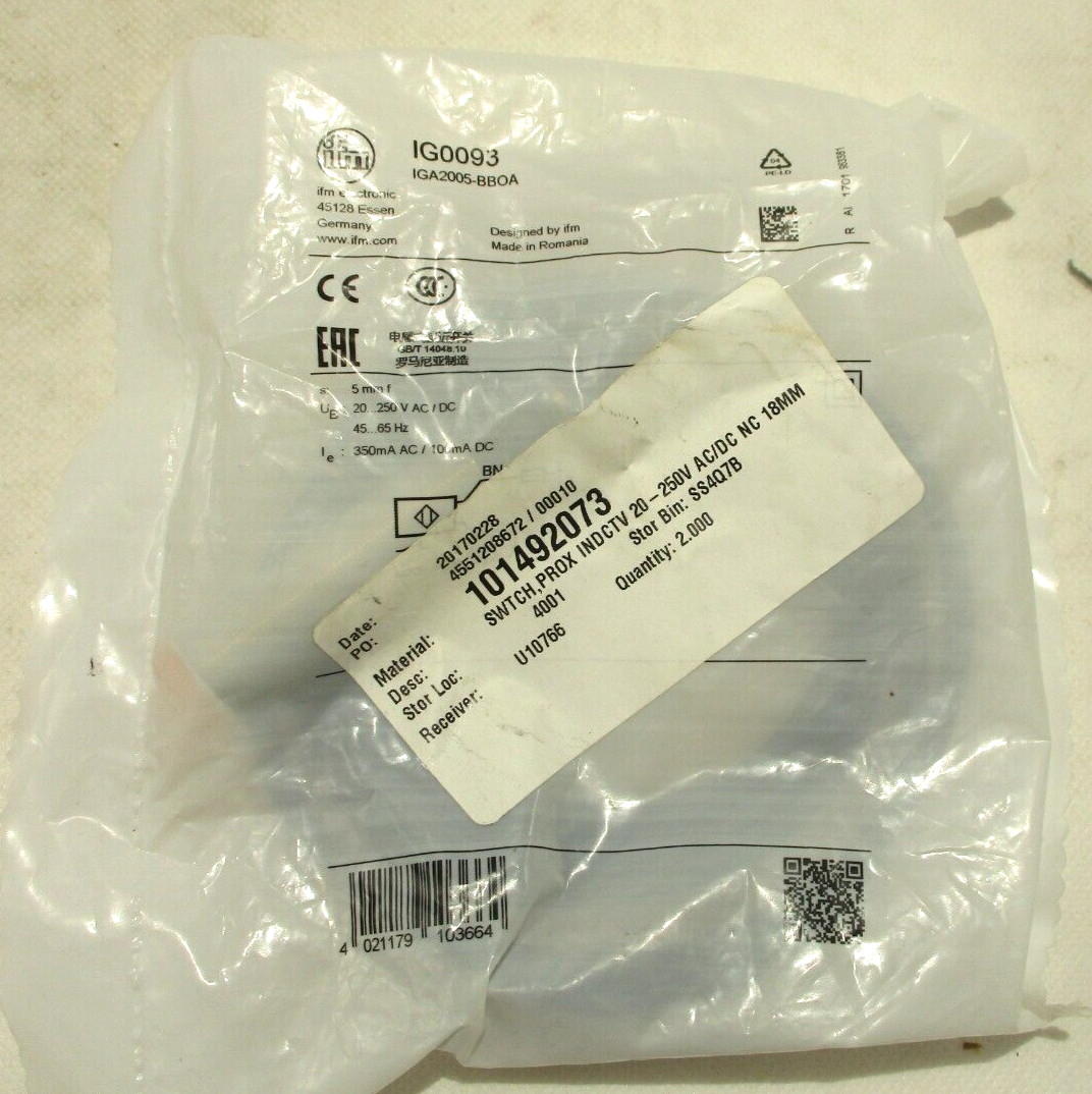 NEW IFM IG0093 INDUCTIVE PROXIMITY SWITCH - SENSOR IGA2005-BBOA