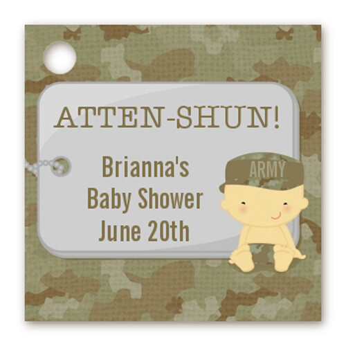 Camo Military Asian - Personalized Baby Shower Cardstock Favor Tag - Set of 20