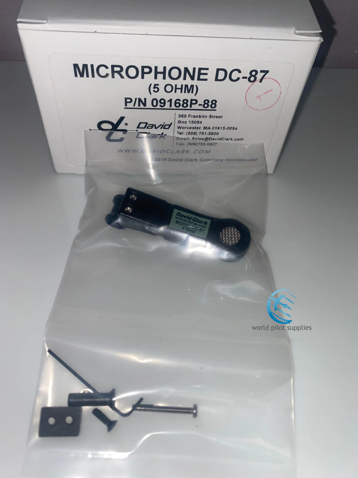 ORIGINAL DAVID CLARK MODEL DC-87 MICROPHONE p/n 09168P-88  w/ Certs, Dealer