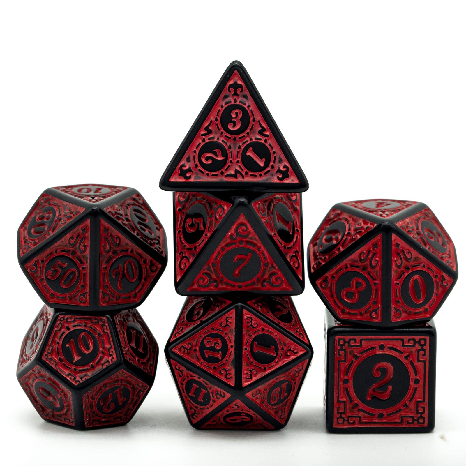 Poludie DND Standard Size (16mm to 20mm per side), Dice- Red With Black Edge