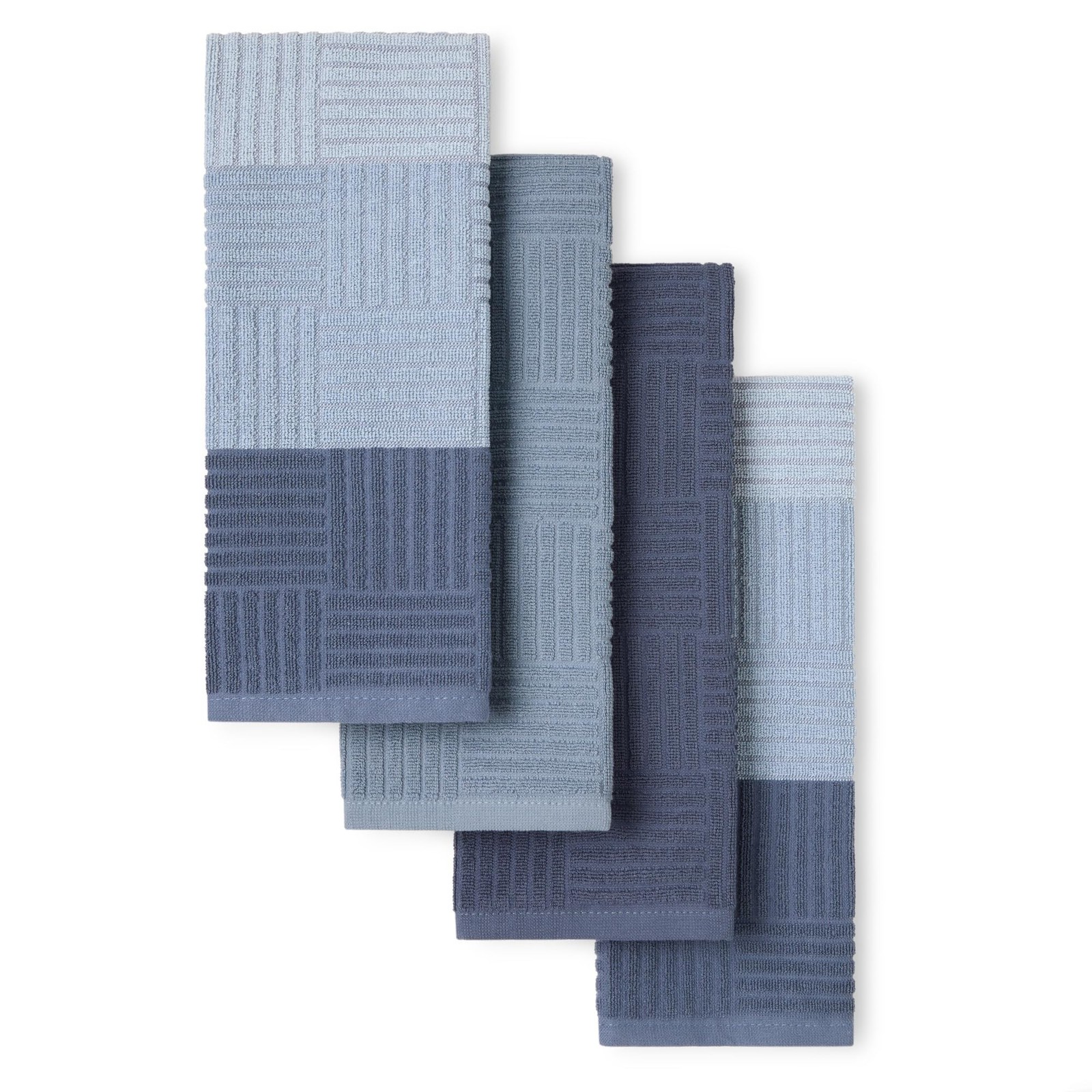 Basketweave Antimicrobial Terrycloth Kitchen Towel 4-Pack Set, Absorbent 100%...