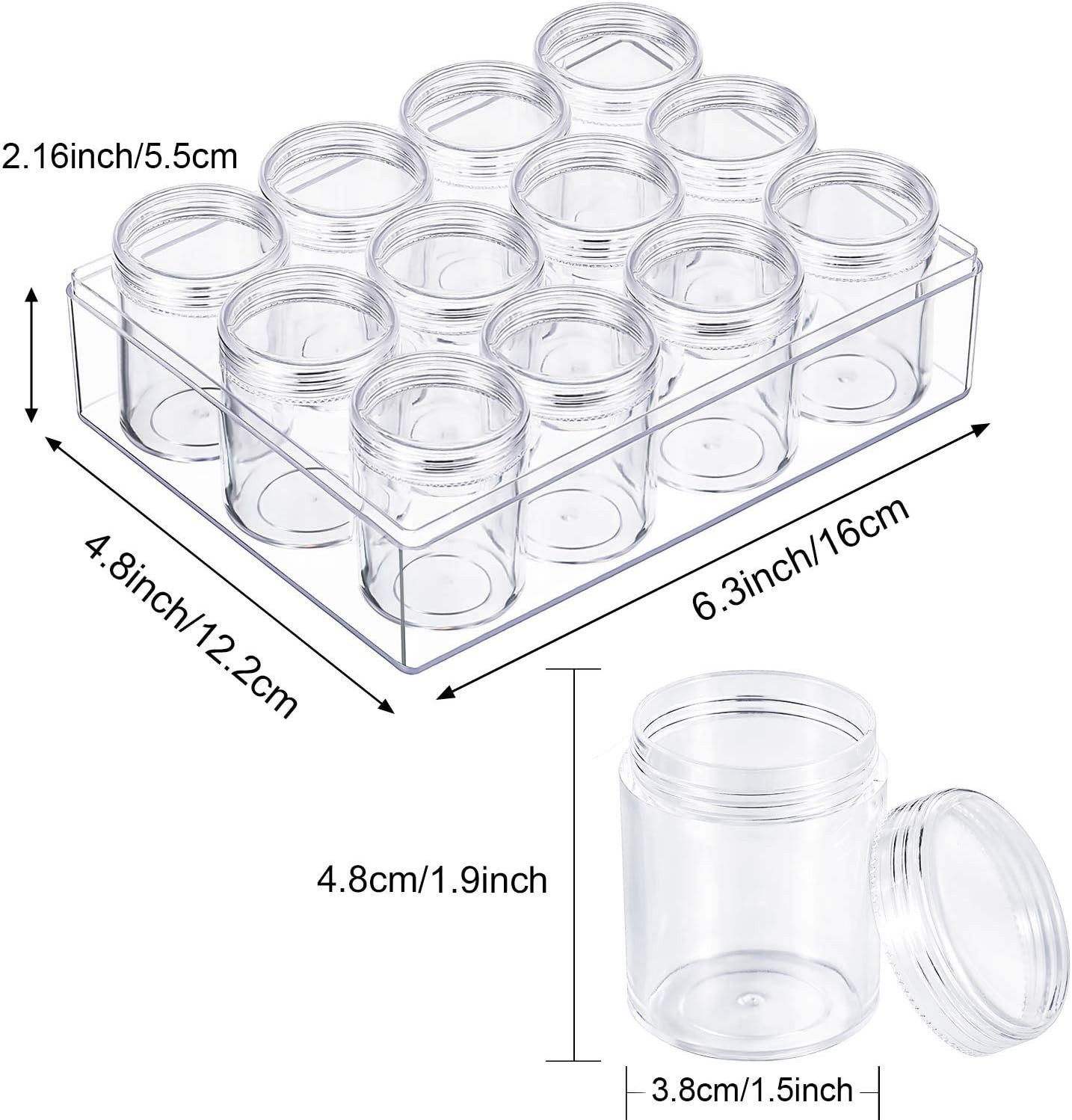 Clear Bead Organizer Small Bead Storage Containers Set 12 Pieces Plastic Storage