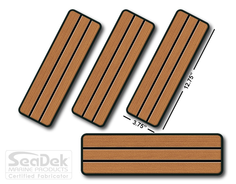 SeaDek Boat EVA Step Pads - Non Skid 4-Pc Stick On  - Mocha-Black - Teak