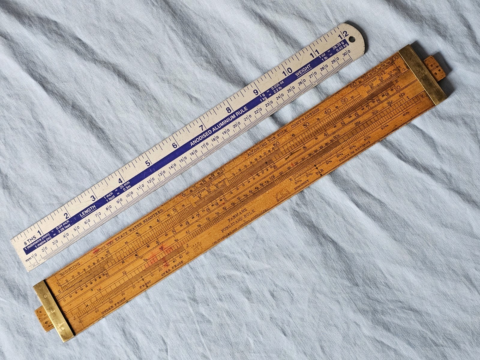 Rare Antique 13.5" Boxwood FARMAR"S Royal Letters Patent PUBLICANS SLIDE RULE