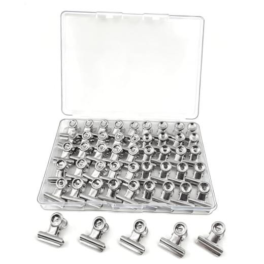 50 Pcs Metal Bulldog Clips, Gold Bull Binder,Mini Metal Paper Clips Silver 22mm