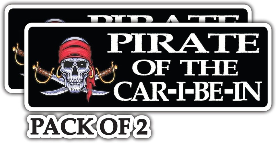 Pirate of The Car I Be Sticker | Removable Vinyl Decal for Car Bumper, Window, L