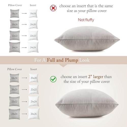 Euro Pillow Inserts4 x4 (Pack of White), Feather Down Pillow 24x24 Inch 2