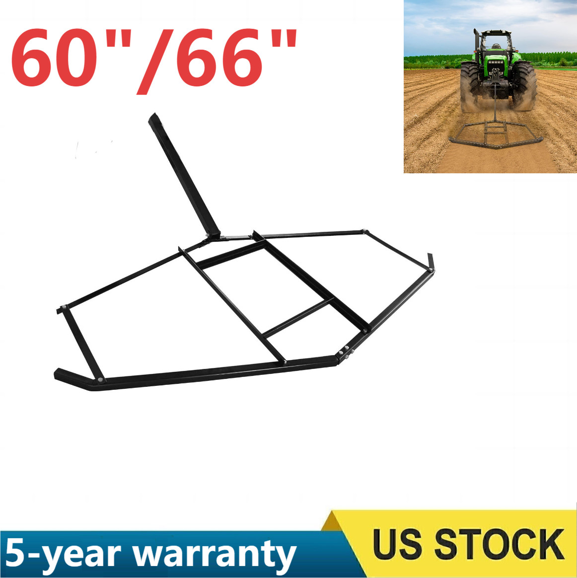 💎60"/66" Drag Harrow Driveway Grader, Heavy Duty Gravel Lawn Rake Tractors ATVs