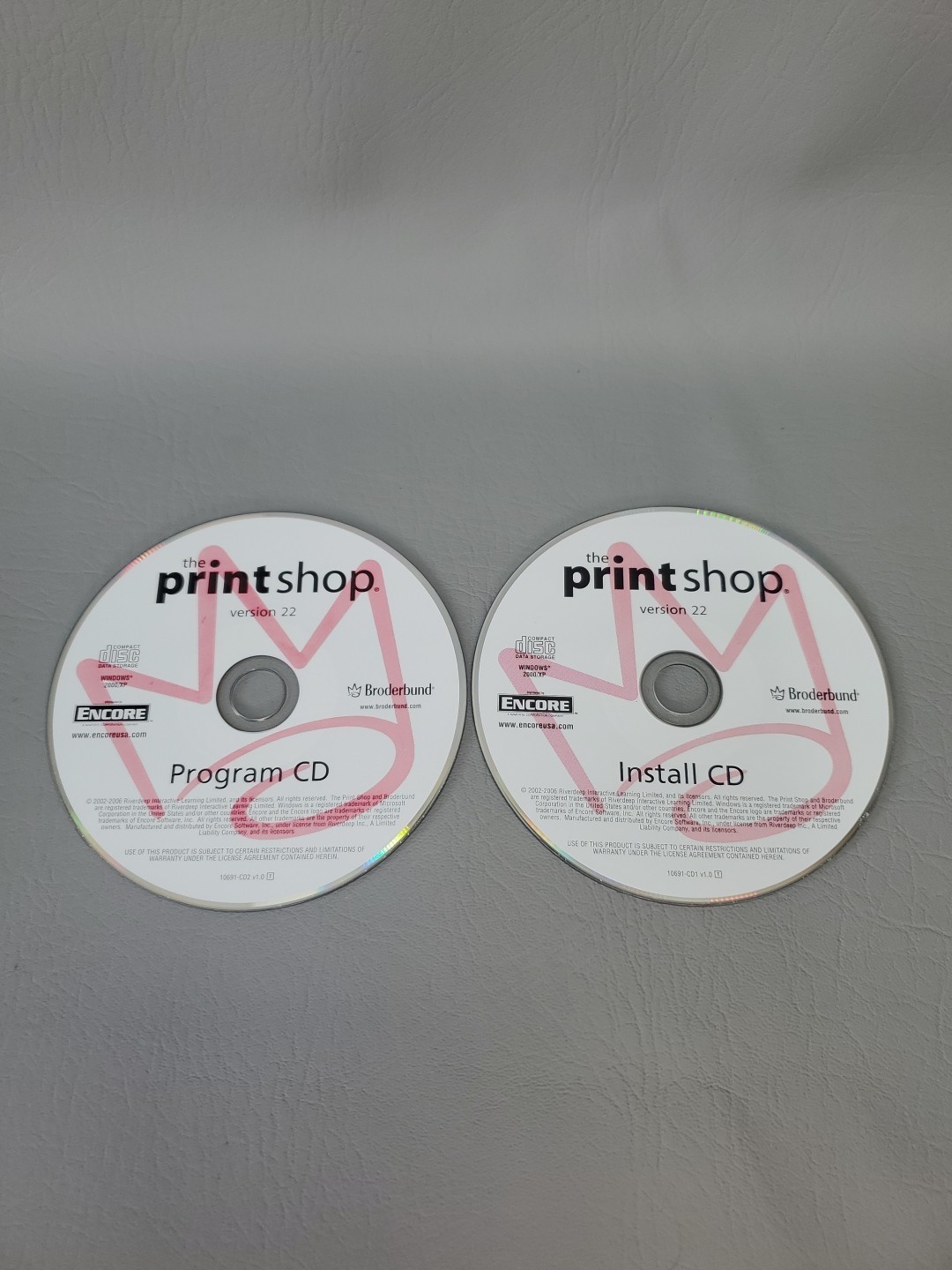 Print Shop Version 22 (PC) Install & Program CD Broderbund Original CD-ROM (set)