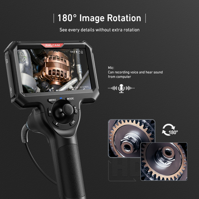 Ralcam 360° Joystick 5" Endoscope Camera with Light Inspection Camera Borescope