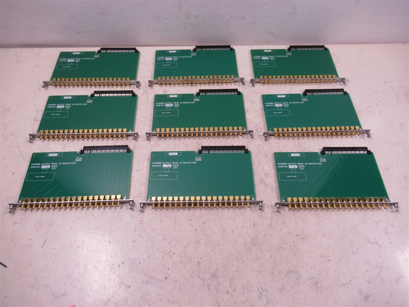 Lot of 9 Miranda Nvision NV8500 Output Rear 18 Backplane EM0793-01-B1 Coax Out