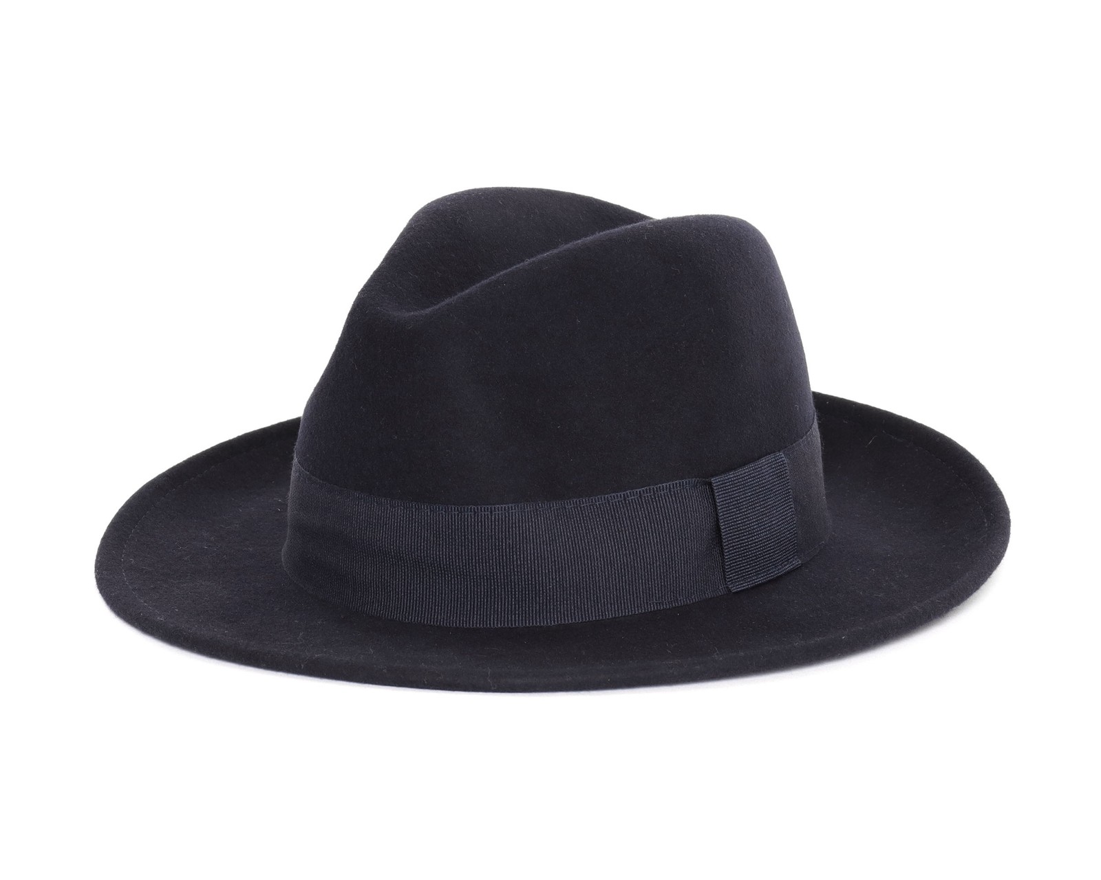 NWT EZZELINO Fedora HAT Navy blue wool felt luxury Italy 61 XL