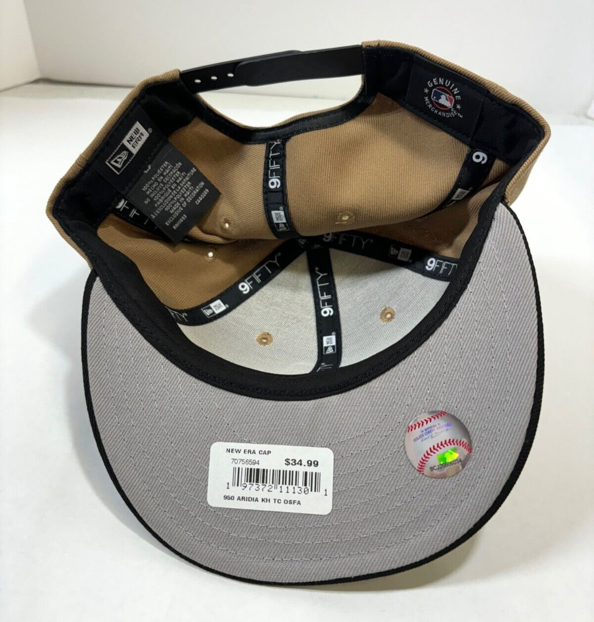 Arizona Diamondbacks MLB NE Snapback Hat~Khaki/Black