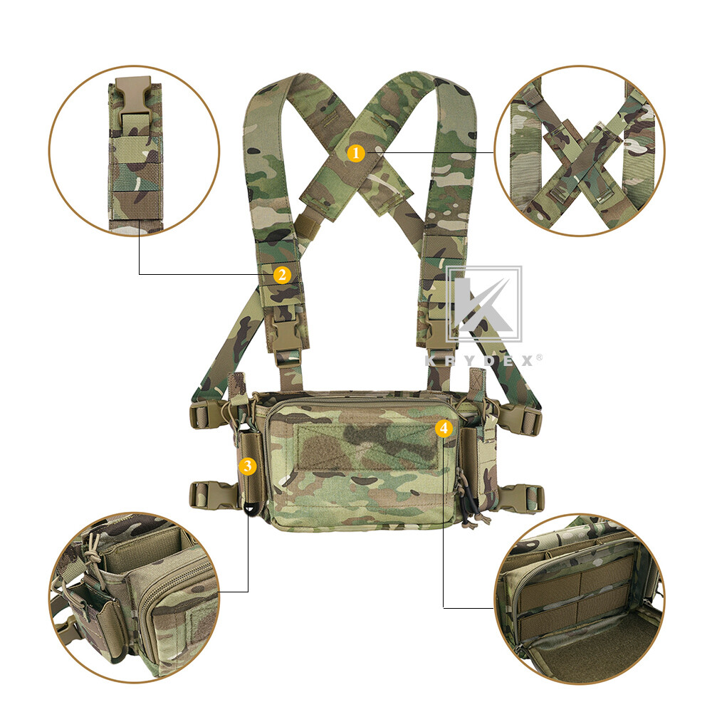 KRYDEX D3CR Chest Rig Harness Mag Pouches & D3 Flatpack Backpack MOLLE Rucksack