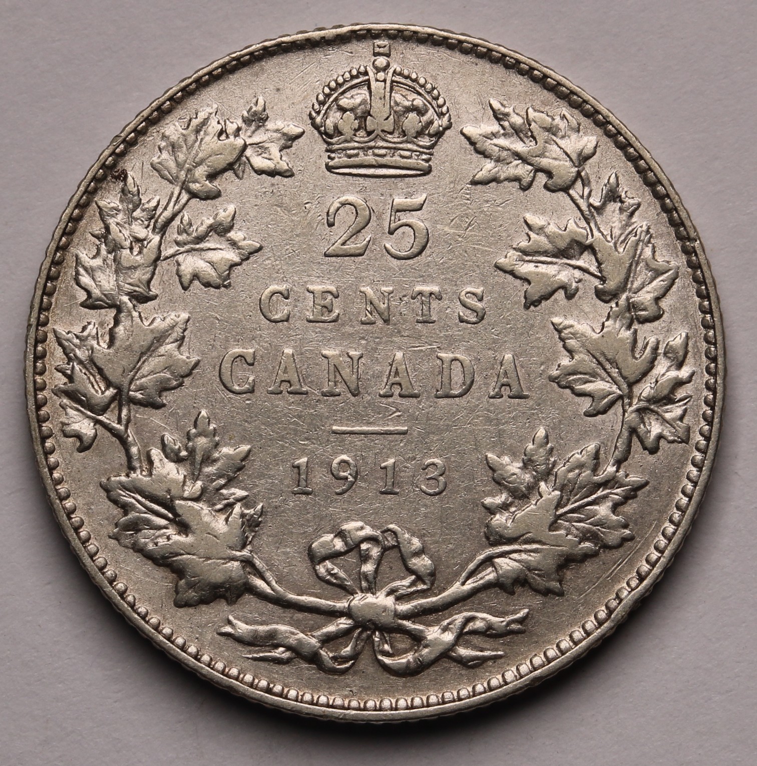 1913 Canada 25 Cents Silver Coin George V KM#24