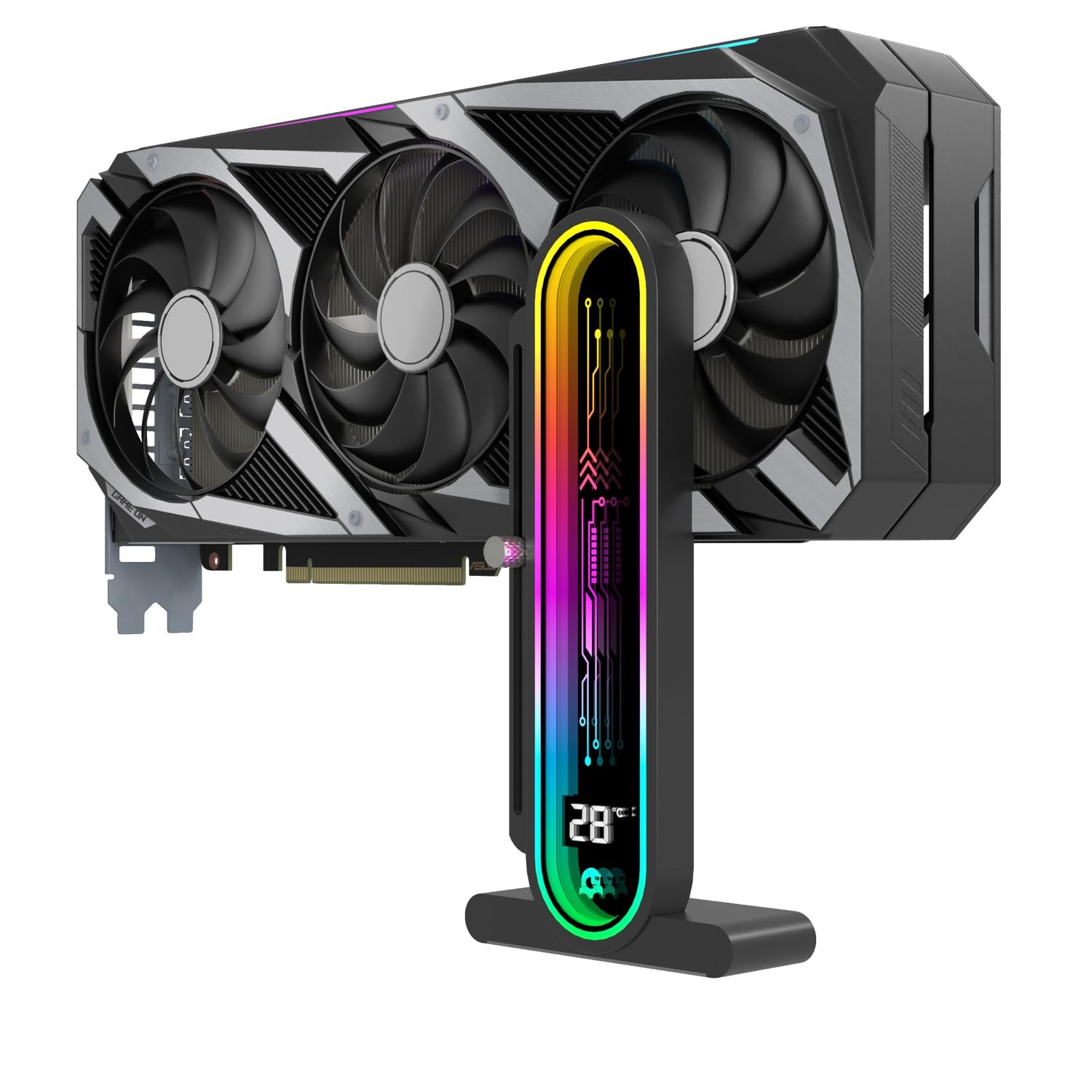 ARGB GPU Support Bracket Temperature Display 5V 3pin Height Adjustable Black