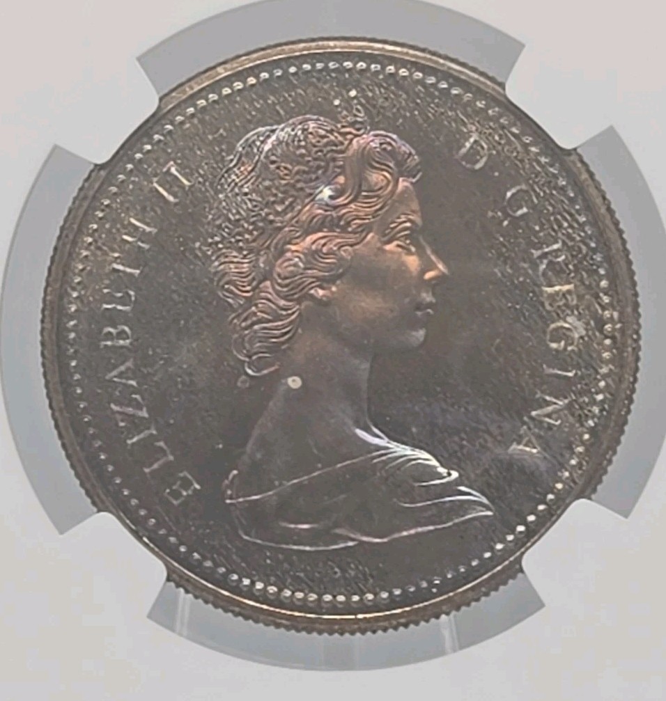 1973 CANADA SILVER $1 RCMP CENTENNIAL NGC SP67 With Toning