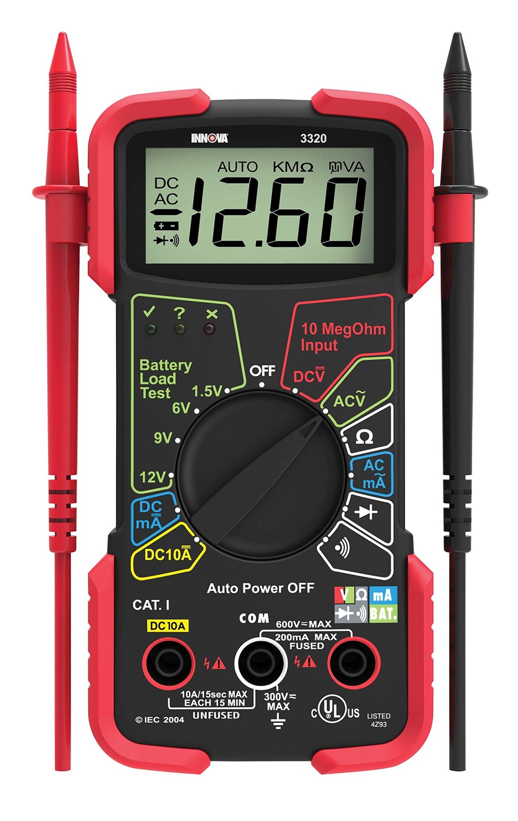 Innova 3320 Auto-Ranging Digital Multimeter Red & Black