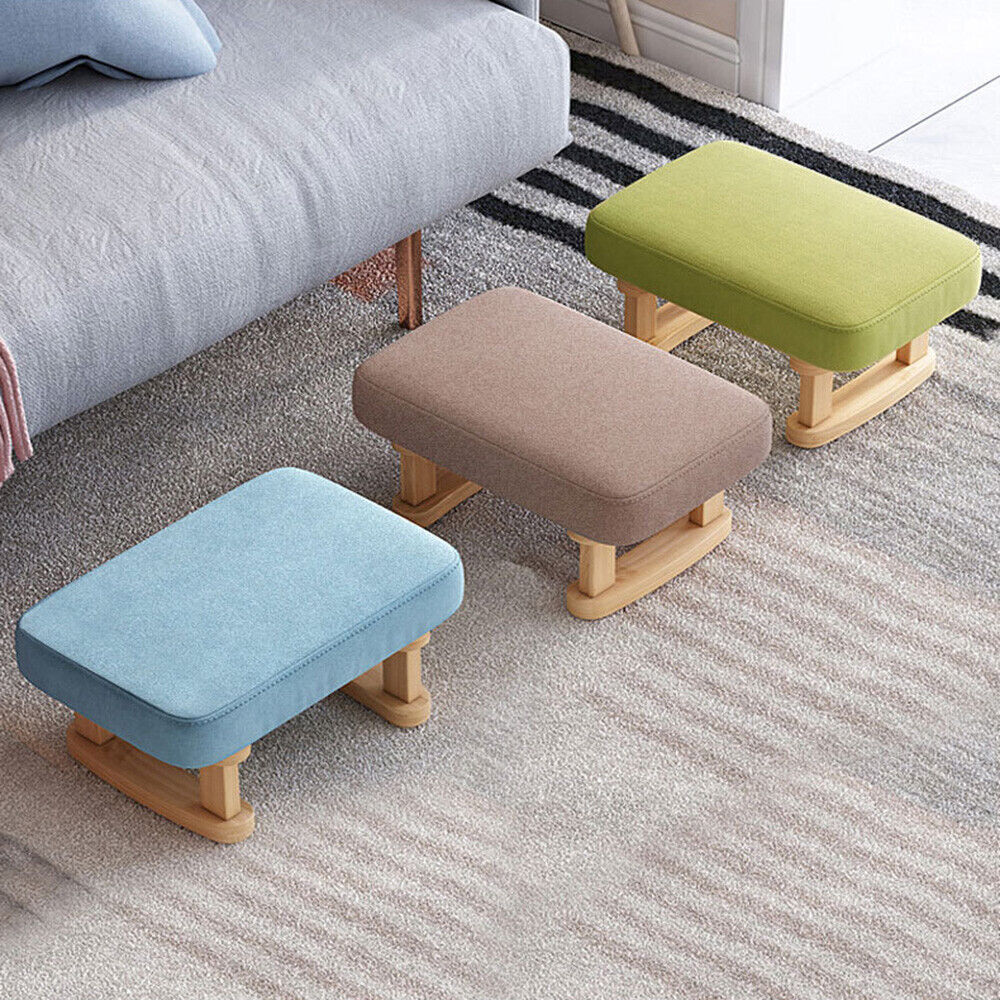 Wooden Coffee Footstool Low Stool Footrest Lounge Seat Armchair Stool US STOCK