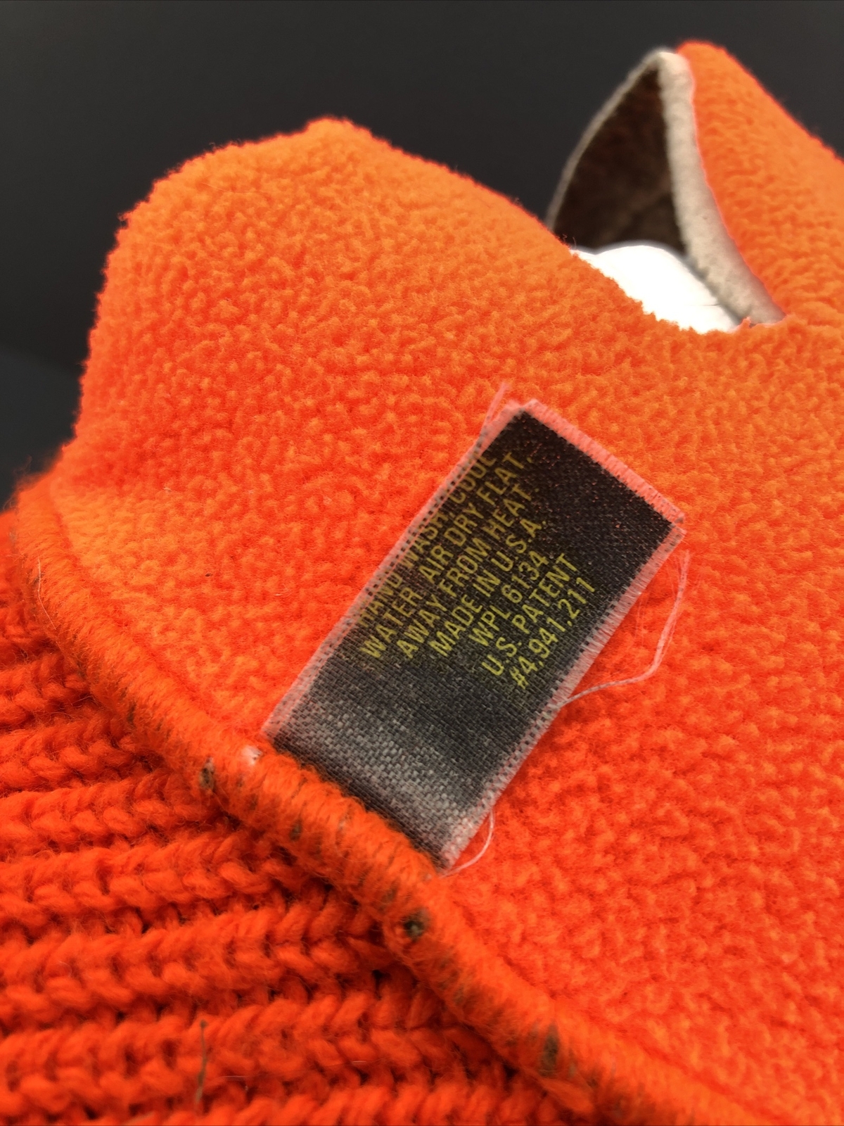 Vtg Fleece Face Mask Blaze Orange Camo Reversible Knit Winter Balaclava Hunting