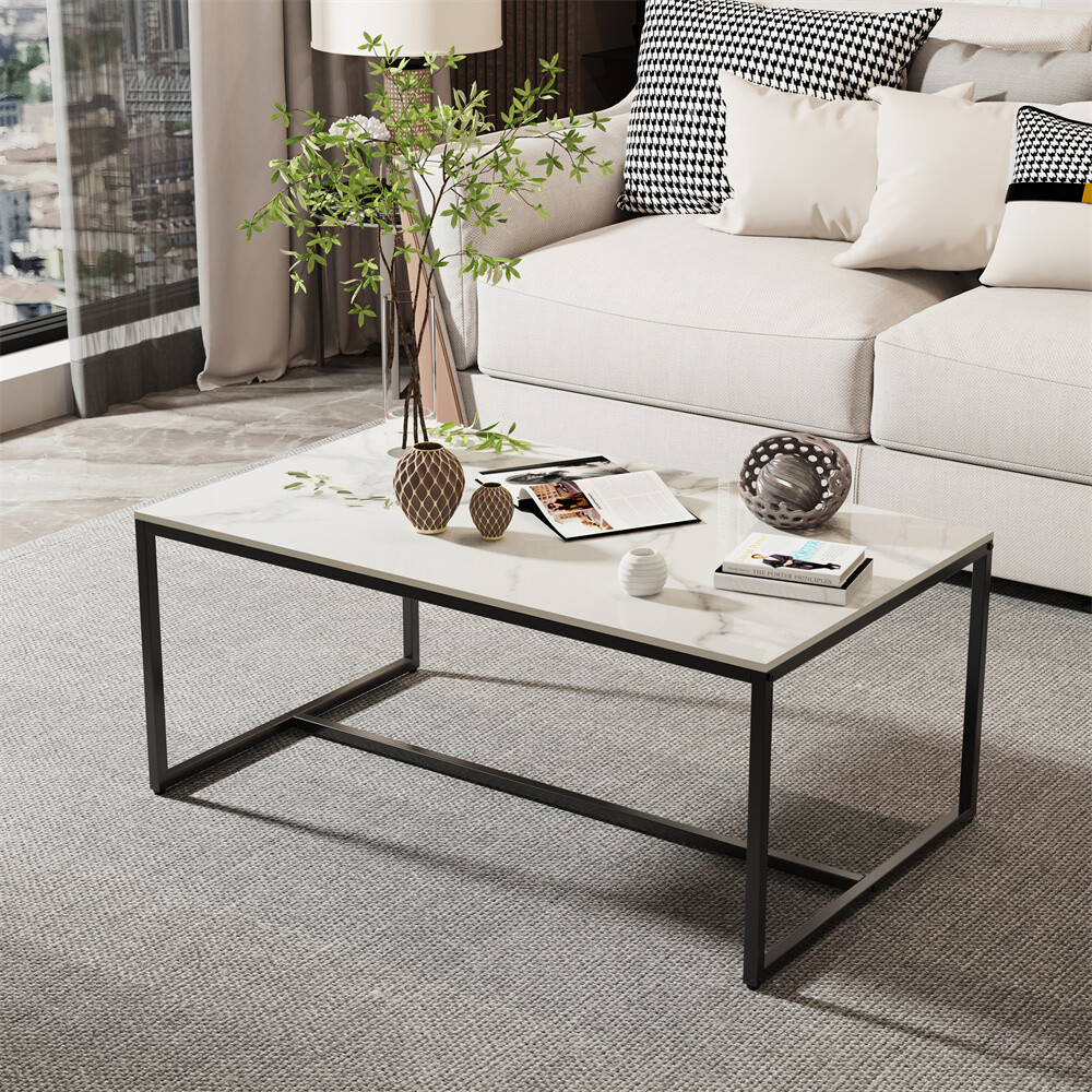 Rectangular Coffee Table Sintered Stone Cocktail Table For Living Room Apartment