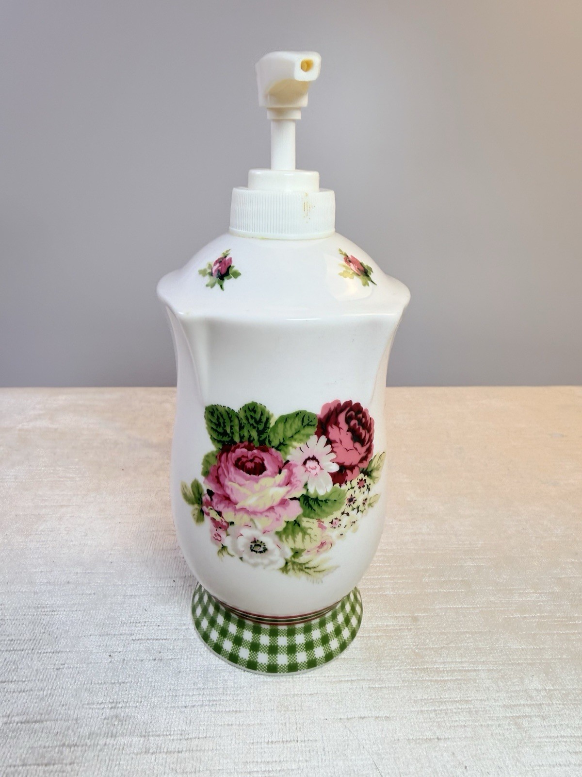 Waverly Cottage Floral Lotion Or Soap Dispenser Vintage Porcelain