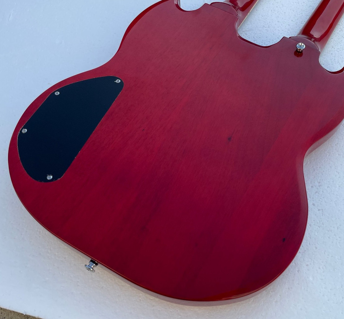 Double Neck 6 & 12 String Electric Guitar Bone Nut Glossy Finished Solid Body
