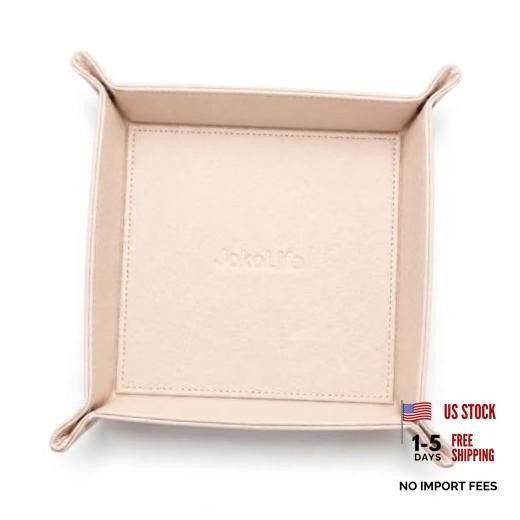 Faux Leather Catchall Tray for Keys Wallet Watch Phone Jewelry | Foldable pink