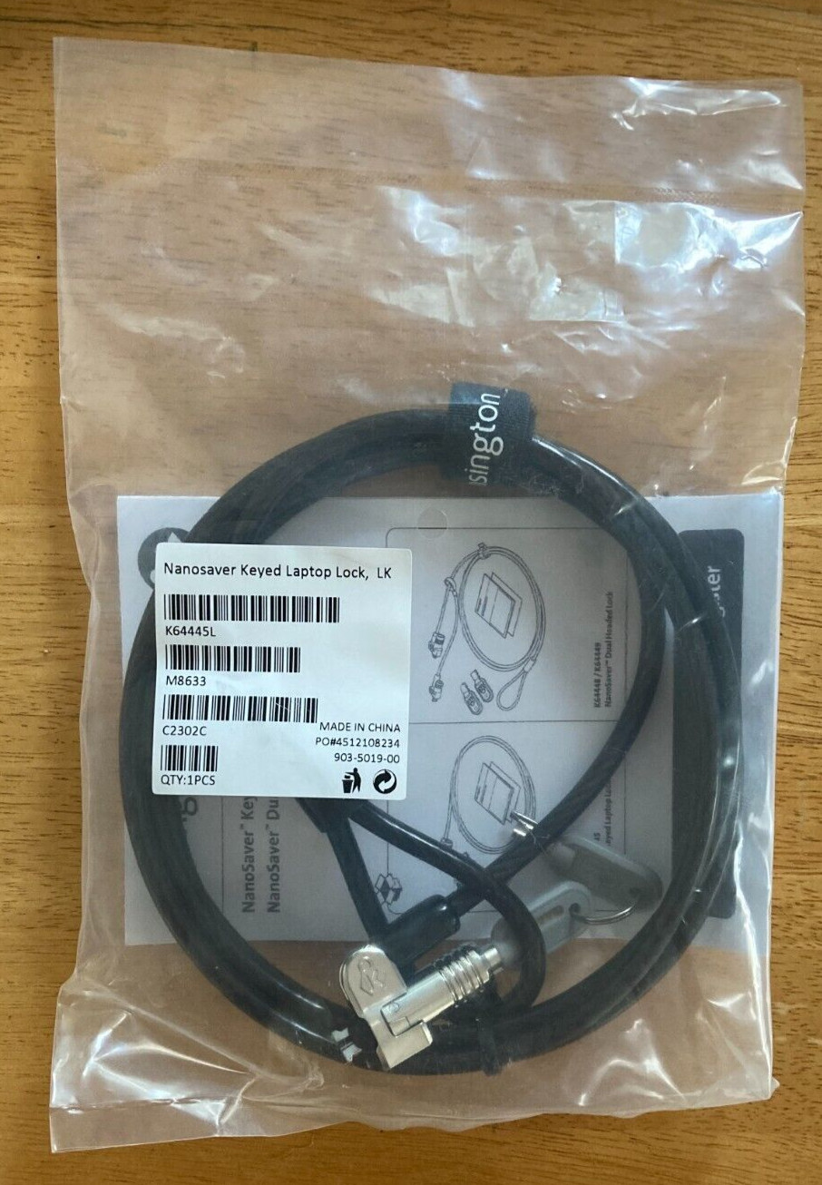 Kensington K64445L NanoSaver Keyed Laptop Lock with Security Cable    (New)