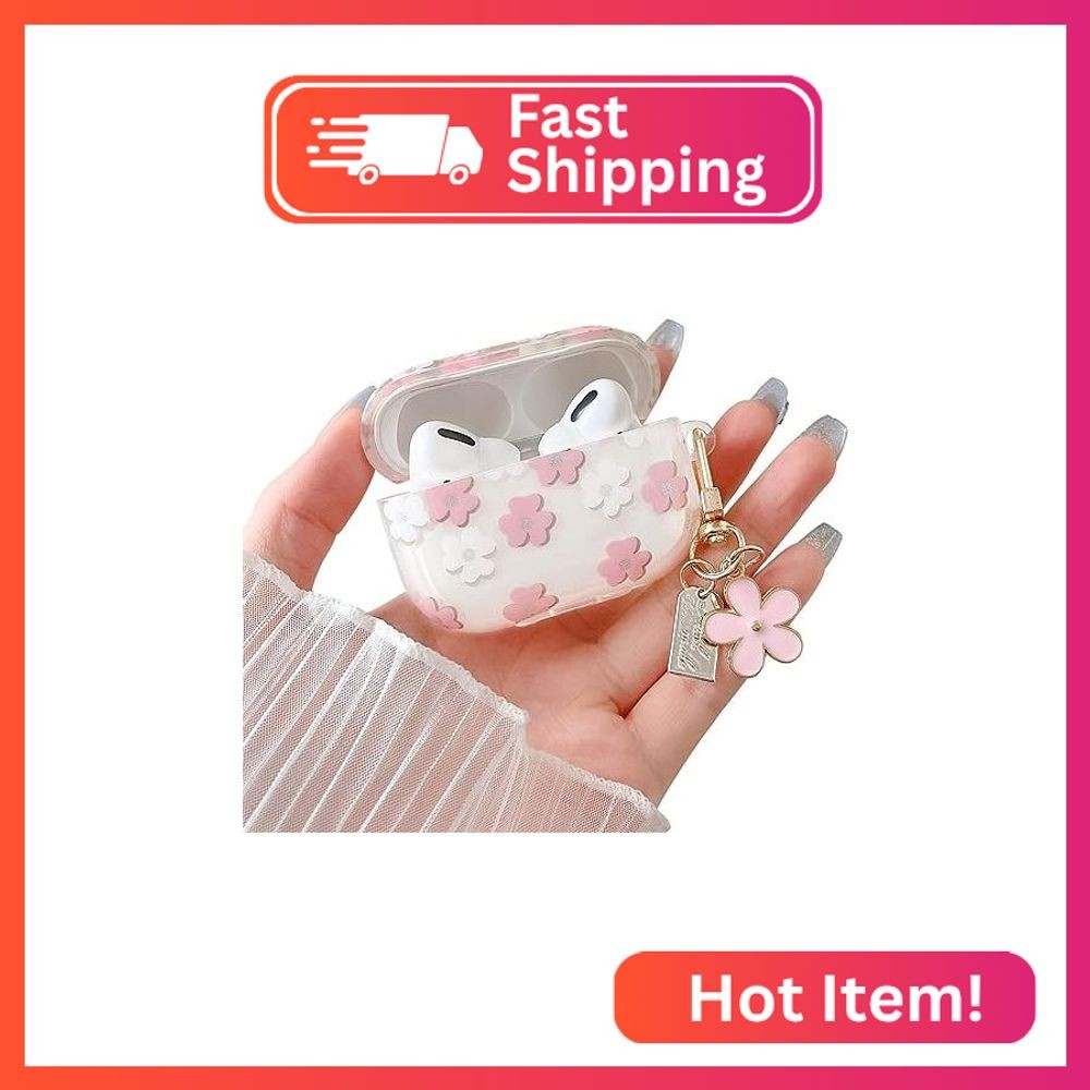 MINSCOSE Compatible with Airpods pro 2 Clear Case,Cute Cartoon Flower Pattern De