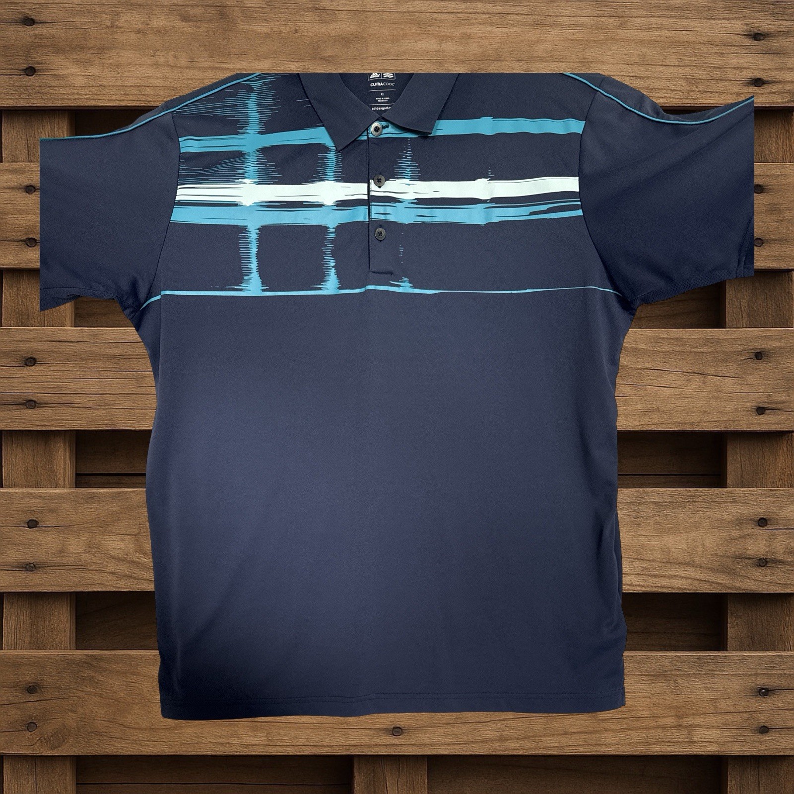 Adidas Golf ClimaCool Polo Short Sleeve Blue Stripe XL,Collared, Polyester