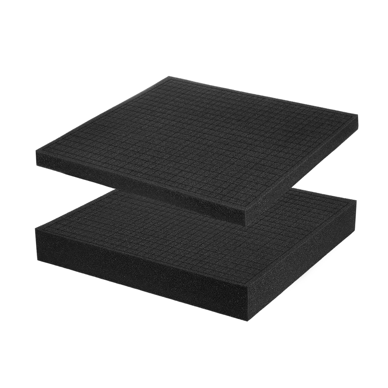 12"Lx12"Wx2"T & 12"Lx12"Wx1"T Polyurethane Foam Inserts Pre Cut(Black, 2pcs)