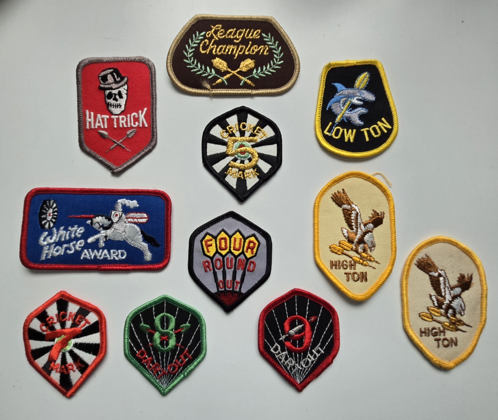 Throwing Dart Patches Lot Of 11 Dart Out Low High Ton Hat Trick League Champion
