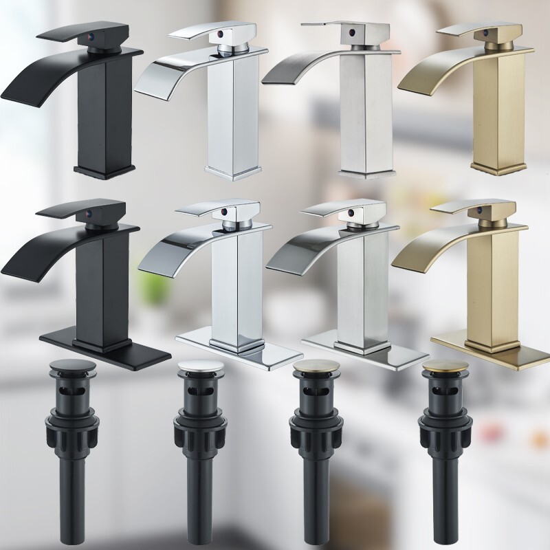Luxury Waterfall Bathroom Sink Faucet Basin Vanity Mixer Tap W/6'' Cover&Drain