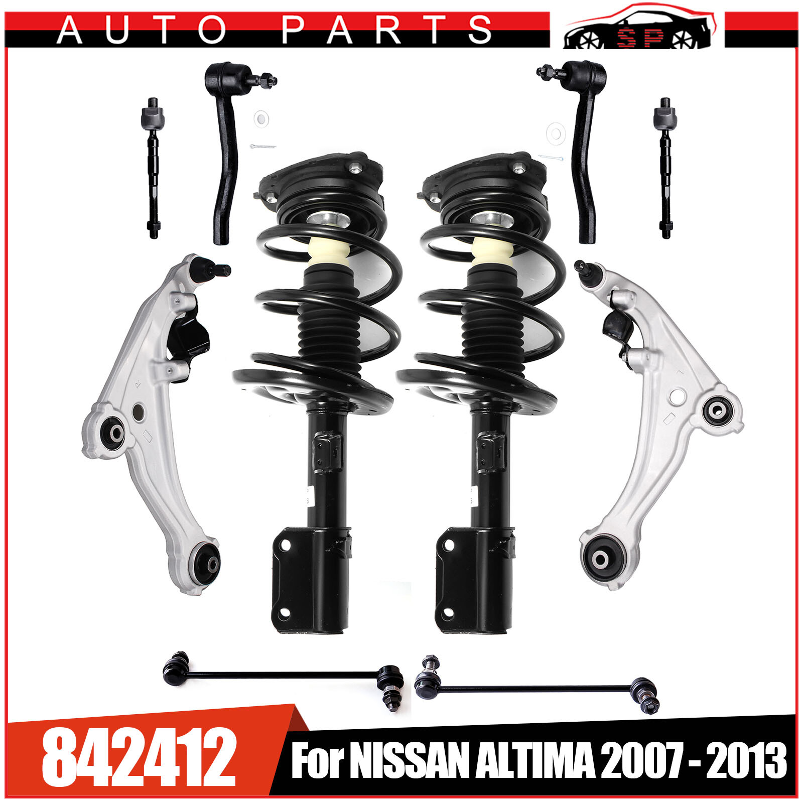 For 2007-2013 Nissan Altima Front Struts & Lower Control Arms & Tierod Sway Bars