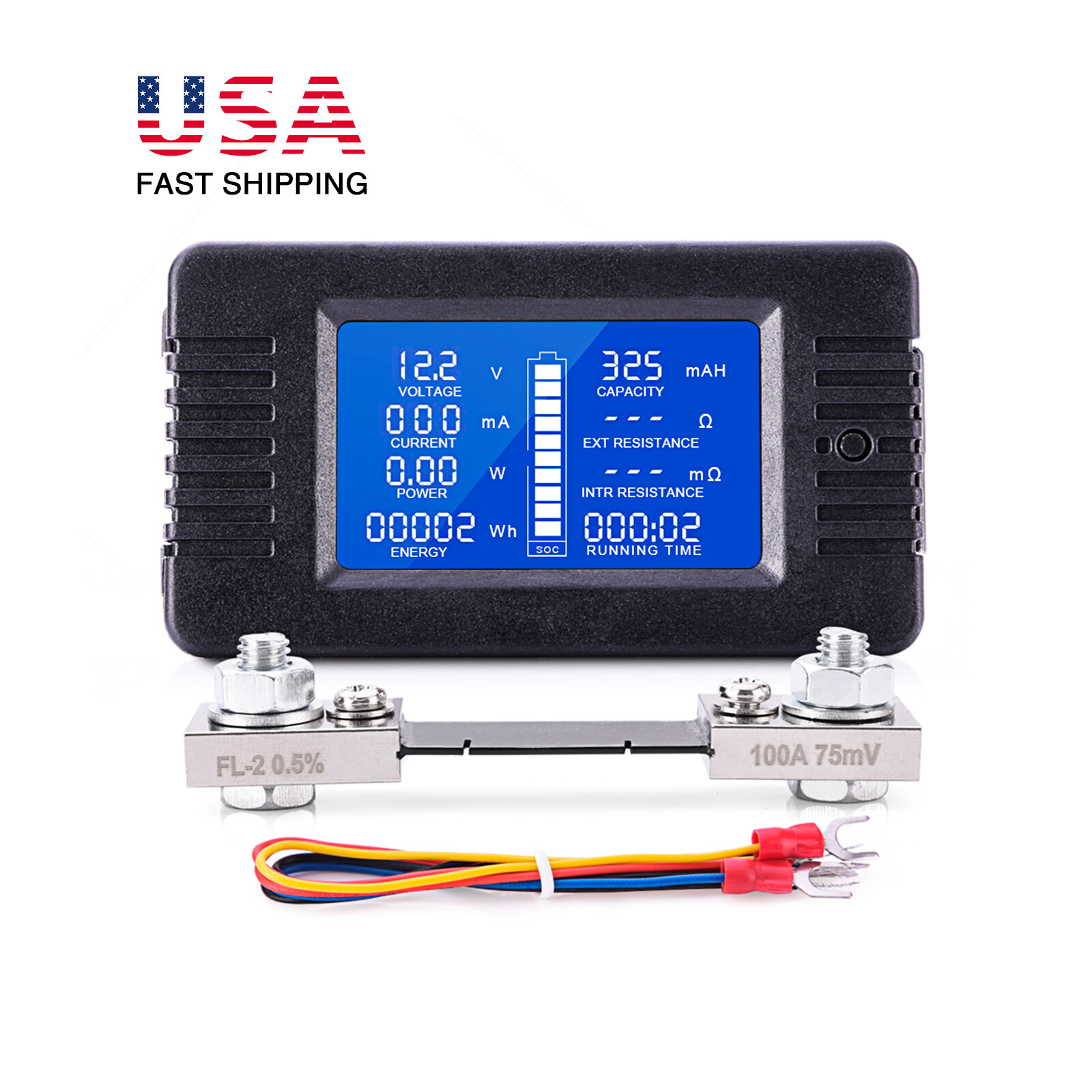 100A DC Battery Monitor Shunt LCD Display Voltage Current Volt Meter Ammeter 12v