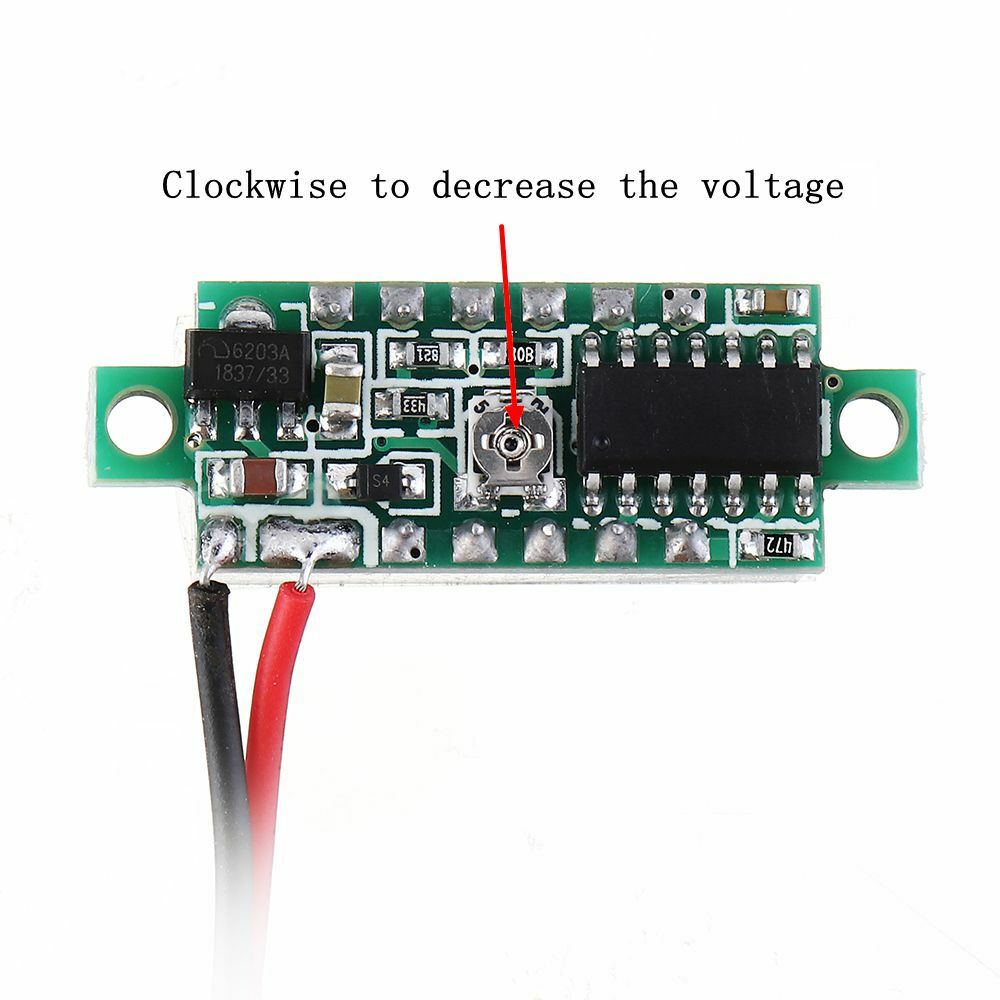 0.28 Inch Two-wire 2.5-30V Digital Green Display DC Voltmeter Adjustable Voltage