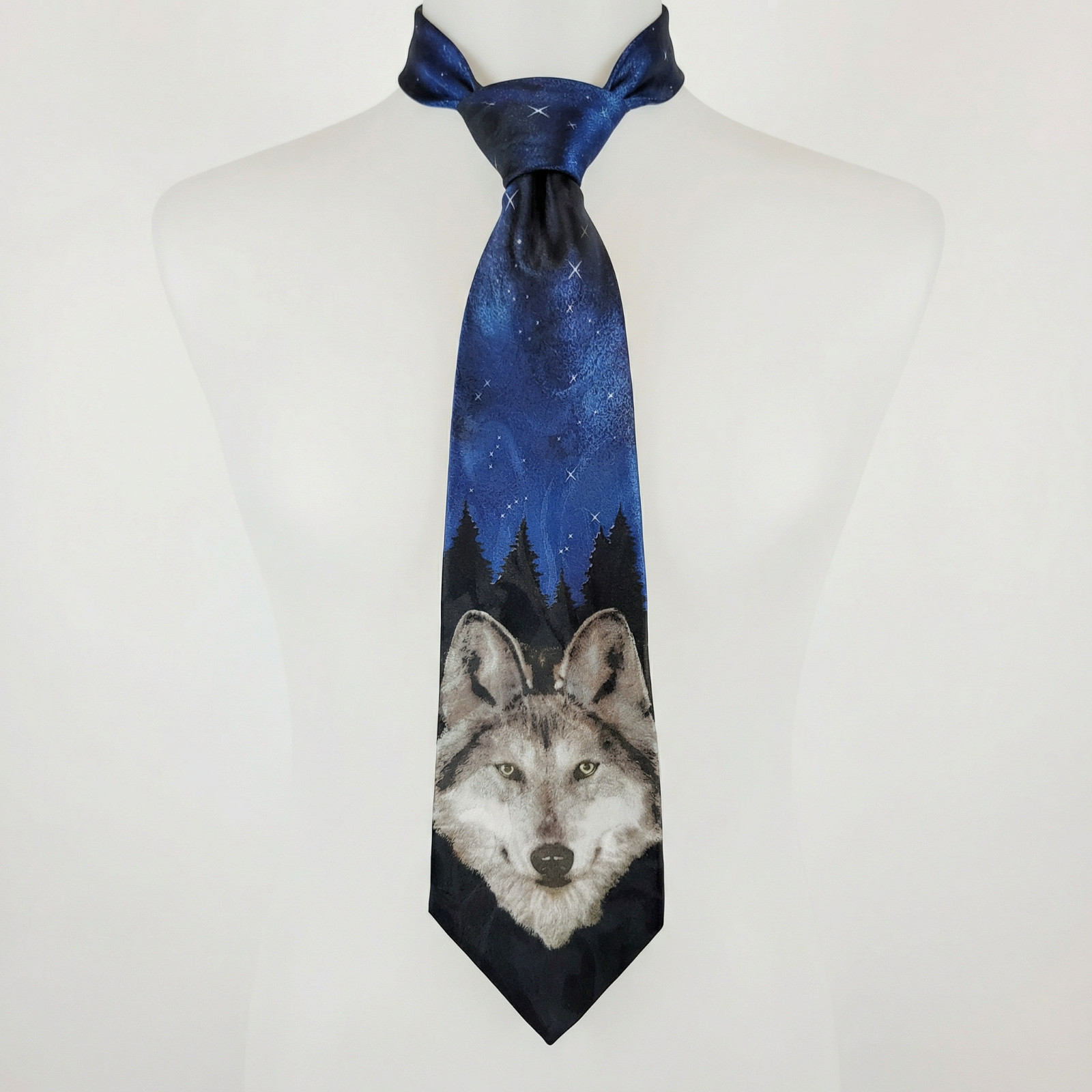 Men's Steven Harris handmade Wolf Blue & Black Tie 100% Polyester