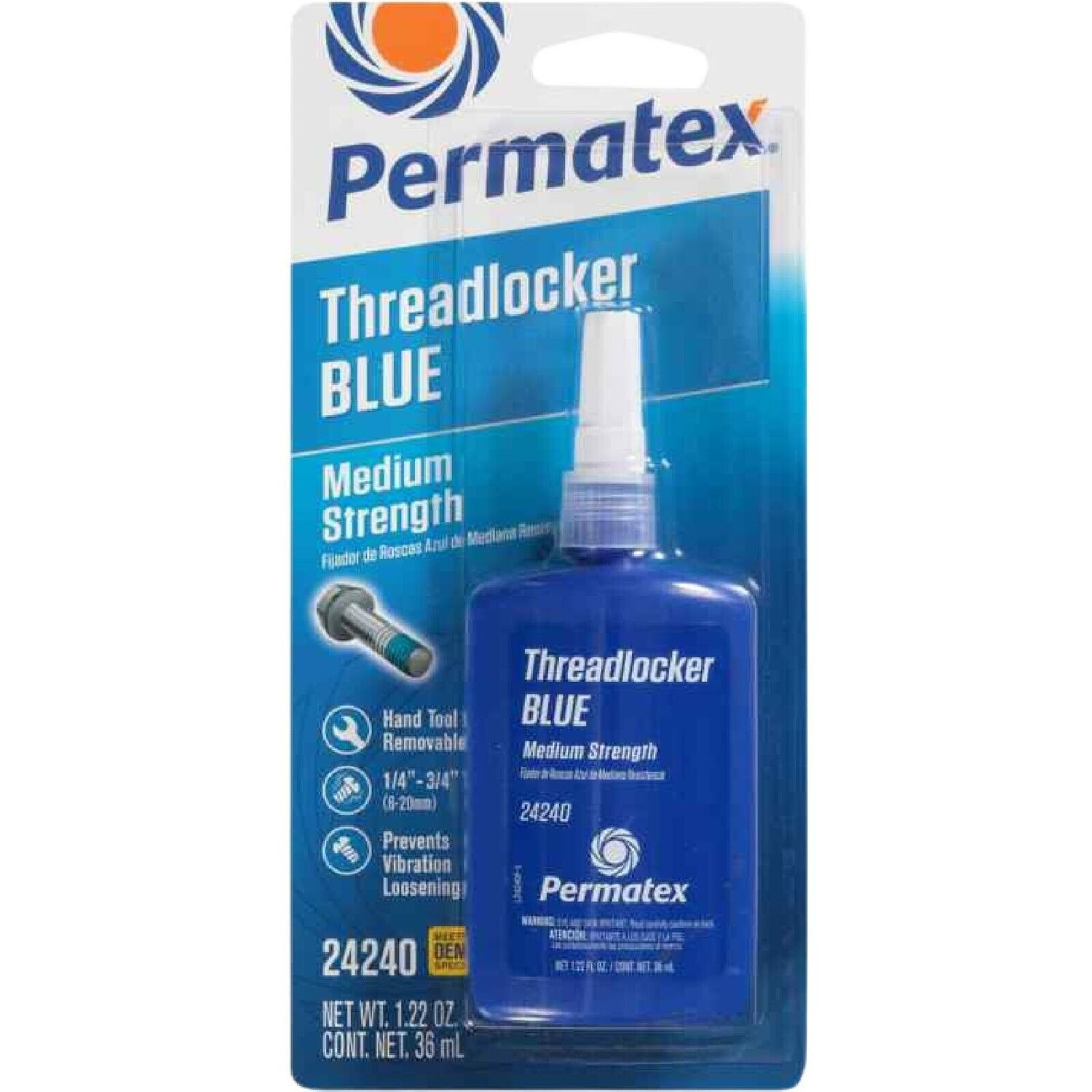 Permatex 24240 Medium Strength Threadlocker Blue, 36 ml