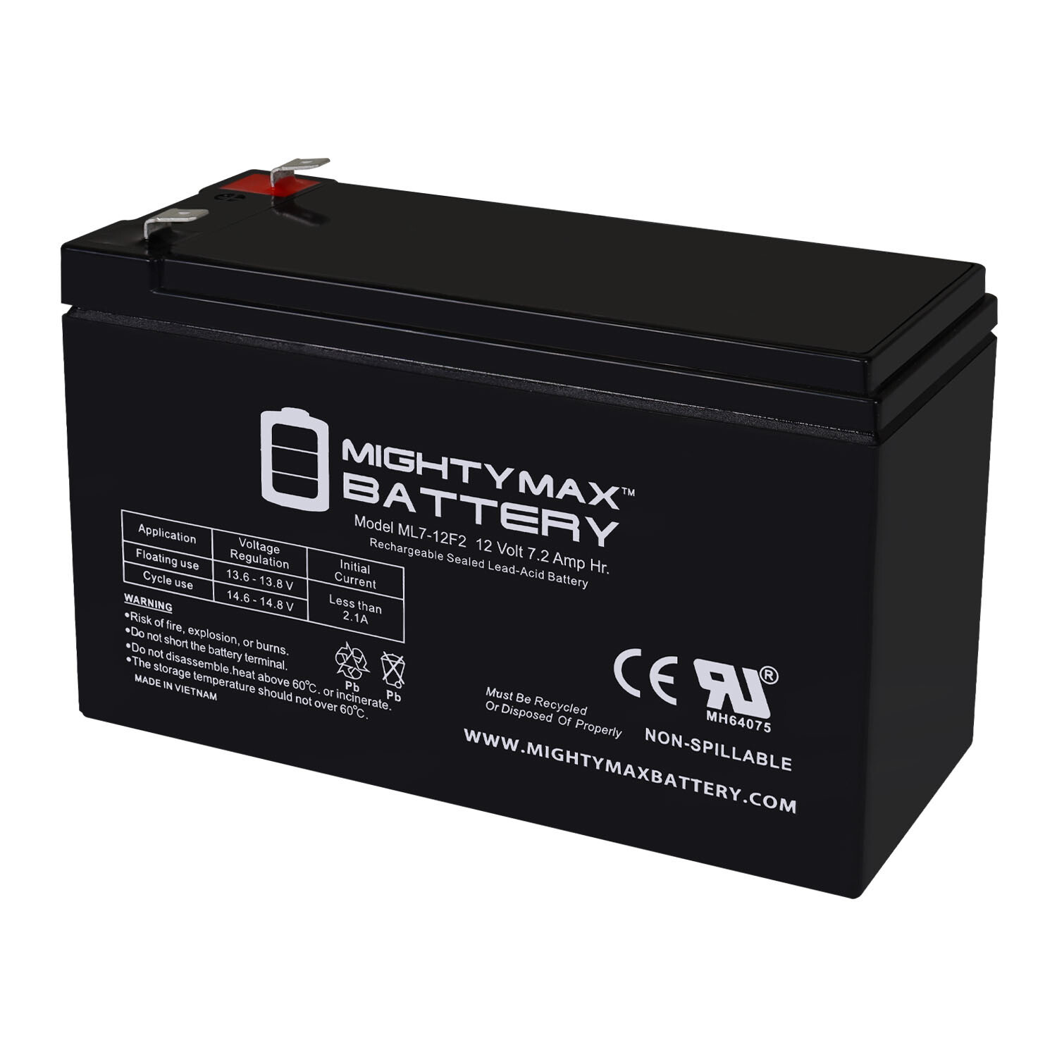 Mighty Max 12V 7Ah F2 Replacement Battery for Enduring 6-FM-7